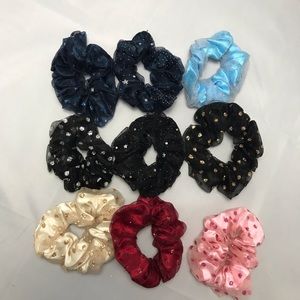 Pack of 9 Scrunchies Glitter Shimmer Hair Ties
